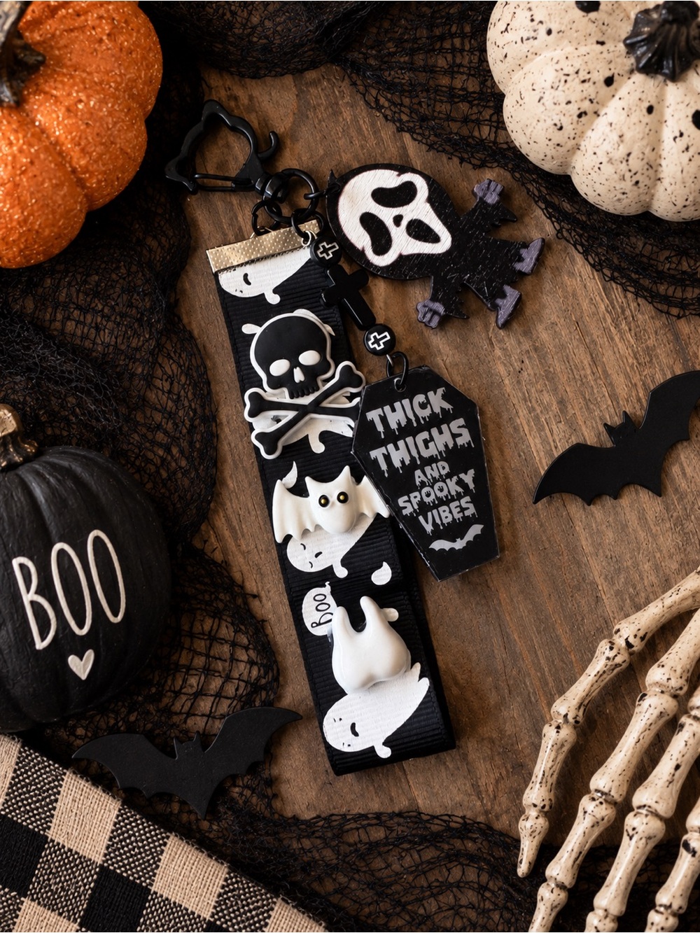 Halloween Spooky Vibes Keychain Wristlet